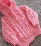 16"  Baby Pink Aran Jacket with Hood