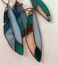 Blue, blue, and teal stained glass feather decoration - choice of 2 sizes - Image 5