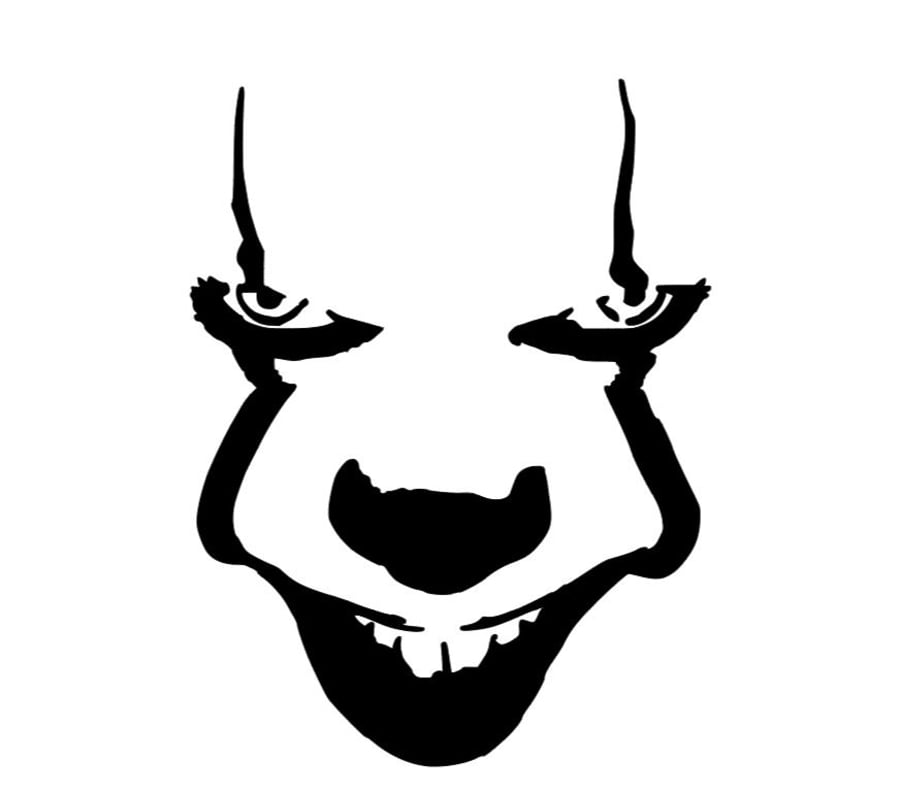 Scary Clown Stencil - RE-USABLE 7 X 9.25 INCH