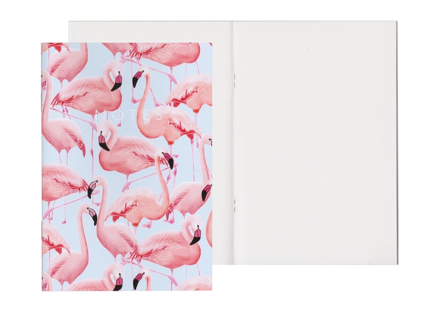 Plain Pages A5 Notebook - Flamingos