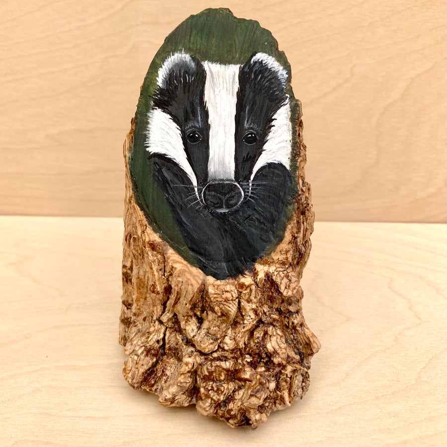 Badger wood stump painting