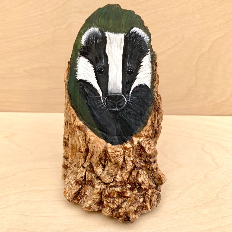 Badger wood stump painting