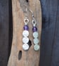 Earrings, Three silver disc and amethyst earrings, handmade jewellery - Image 5