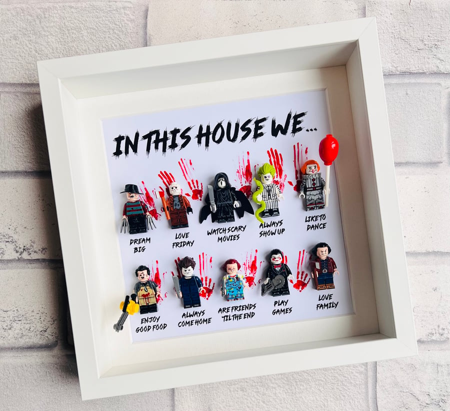 Horror Halloween "In This House We" 10 Minifigure Frame