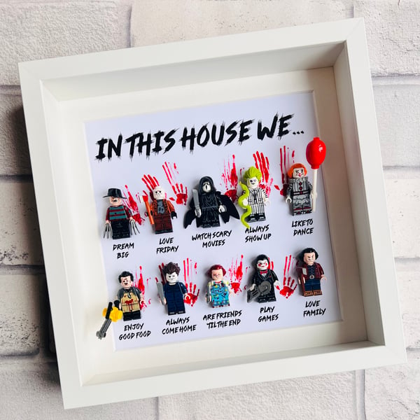 Horror Halloween "In This House We" 10 Minifigure Frame