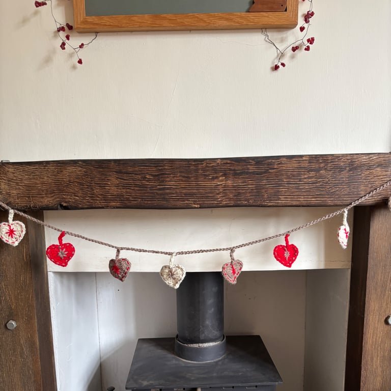 Christmas heart bunting or garland
