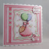 Handmade Decoupage,3D Baby Girl Greetings Card, Personalise,