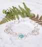 Sterling silver link bracelet with amazonite gemstone, inspired by ferns - Image 3