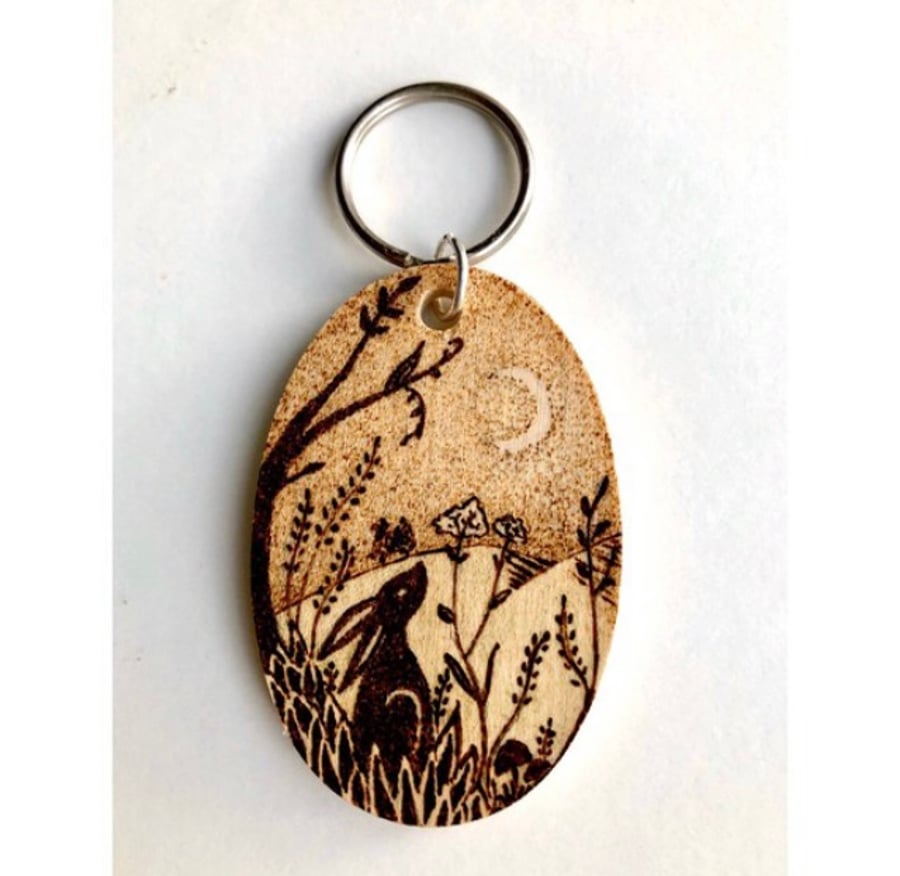 Wood cheap burning keychain