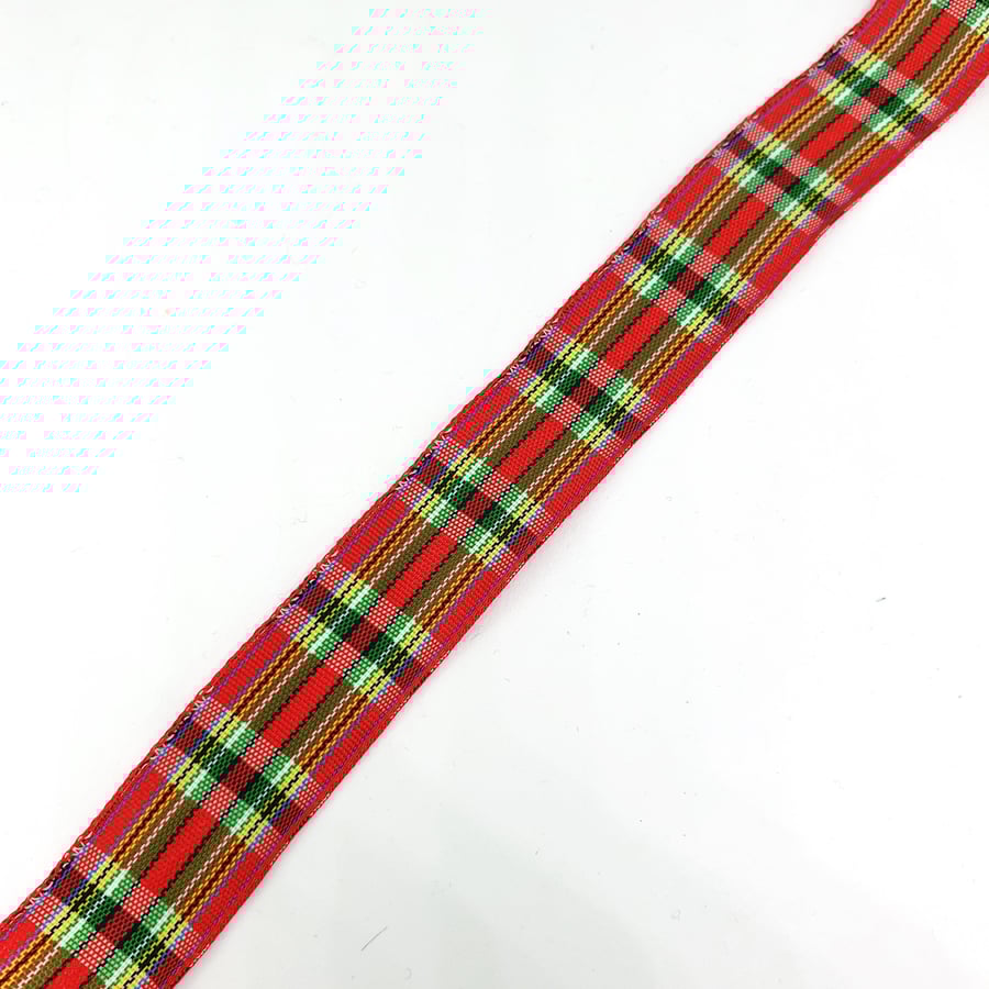 1 M 17mm Checked Christmas Cotton Plaid Ribbon for Hair Bows Accessories Crafts 