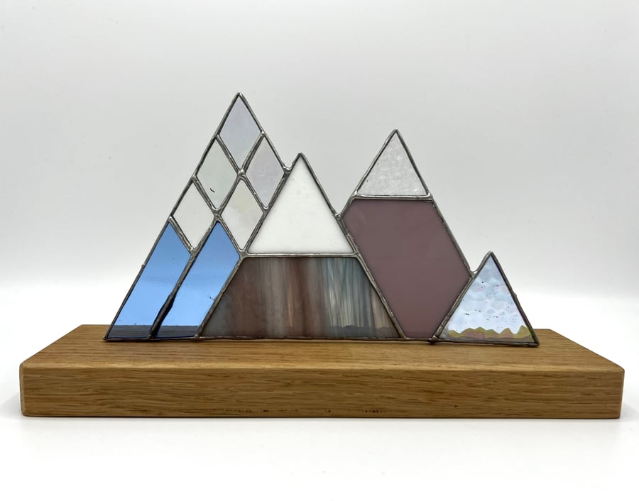 Stained Glass Mountains - Turquoise blue gift for adventurers
