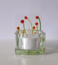 Fused glass tealight candle holder panel, mixed flowers - Image 4
