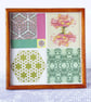 Patchwork and Rose Pattern Tile Wooden Tray in Pink, Yellow and Green Tones - Image 3
