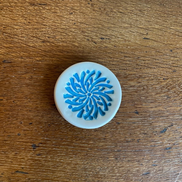 Ceramic ring dish with blue mandala