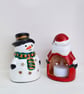Hand-Painted Santa Tea Light Holder - Ceramic Christmas Candle Holder - Image 5