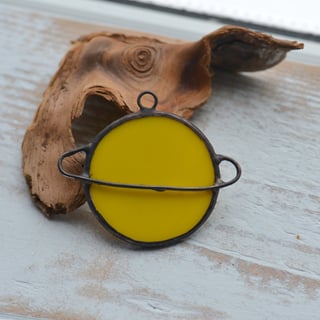 Handmade Stained Glass Yellow Planet Pendant