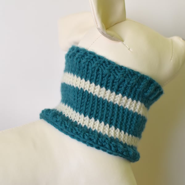 Hand Knitted Merino Wool Dog Snood - Striped neck Warmer for Dogs