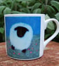 Sheep  Bone China mug: printed design from my original needlefelt  artwork - Image 1