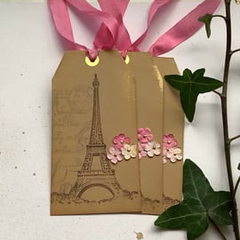 GIFT TAGS  , luggage style ( set of 3) Valentine. Blossom. Spring .Shabby chic.