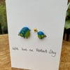 Mother’s Day card with two little fused glass birds