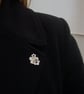 Sterling silver and brass flowers lapel pin – handmade floral brooch  - Image 7