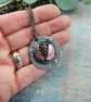 Sparkly Purple Dichroic Glass and Copper Necklace. Artisan Pendant - Image 2