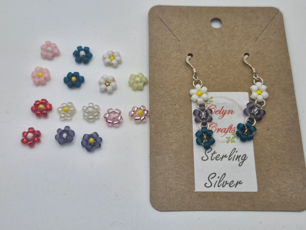 Blooming with Charm – Handmade Sterling Silver 3 Daisy Earrings