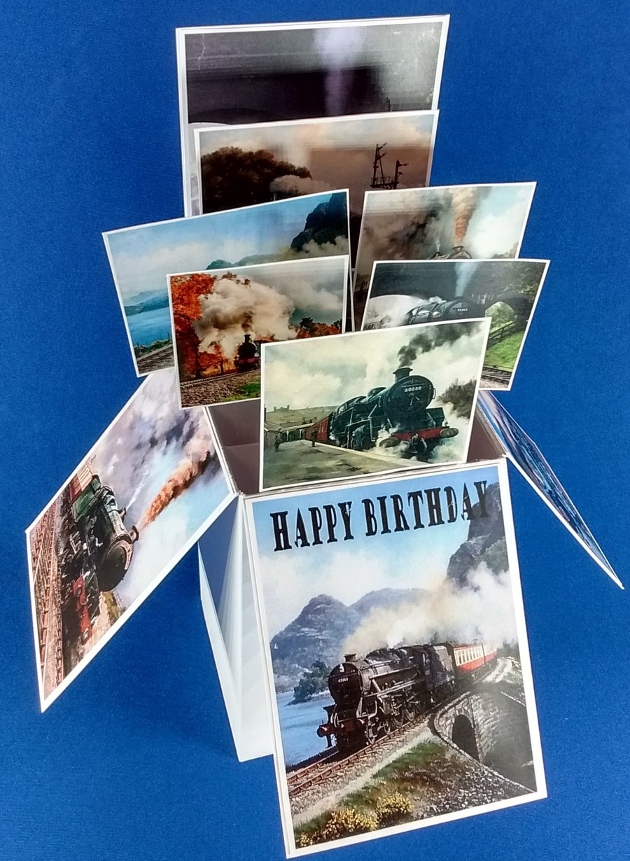 Mens Birthday Card With Steam Trains