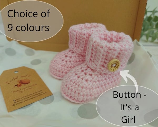 It's a Girl Crochet Baby Booties, Newborn Baby Shower Gift Idea, Made To Order