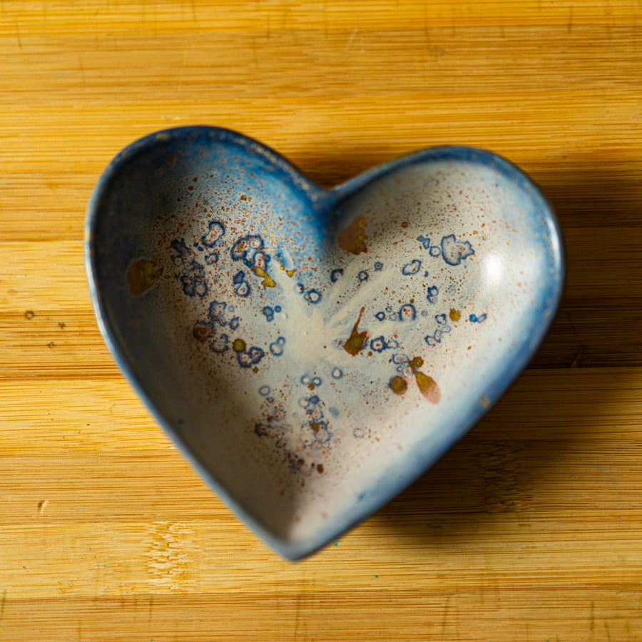 Heart Shaped Trinket Dish with Cyanotype Black-eyed Susans & Gold Folksy065