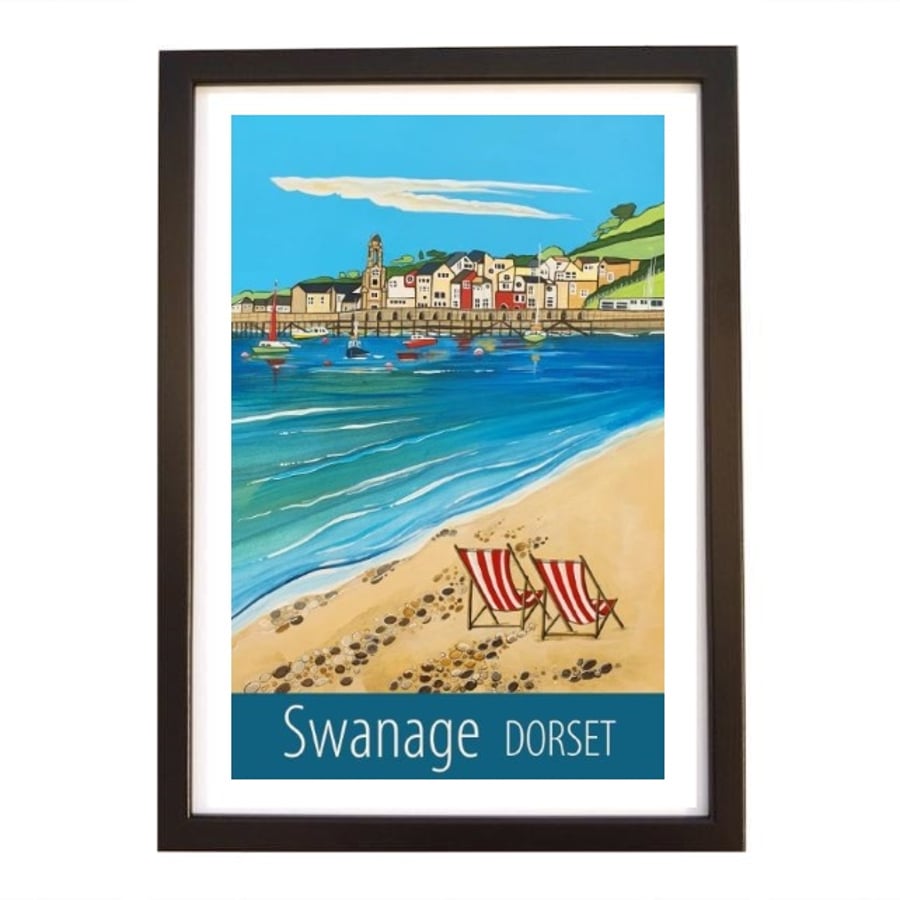 Swanage Dorset travel poster print by Susie West