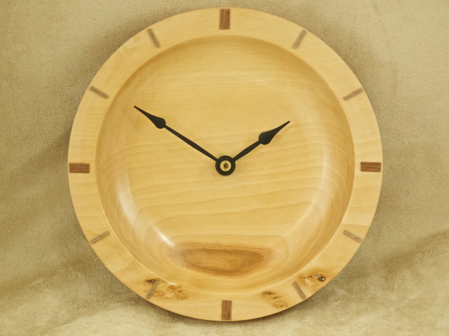 Hand made sycamore wood wall clock. PR 473