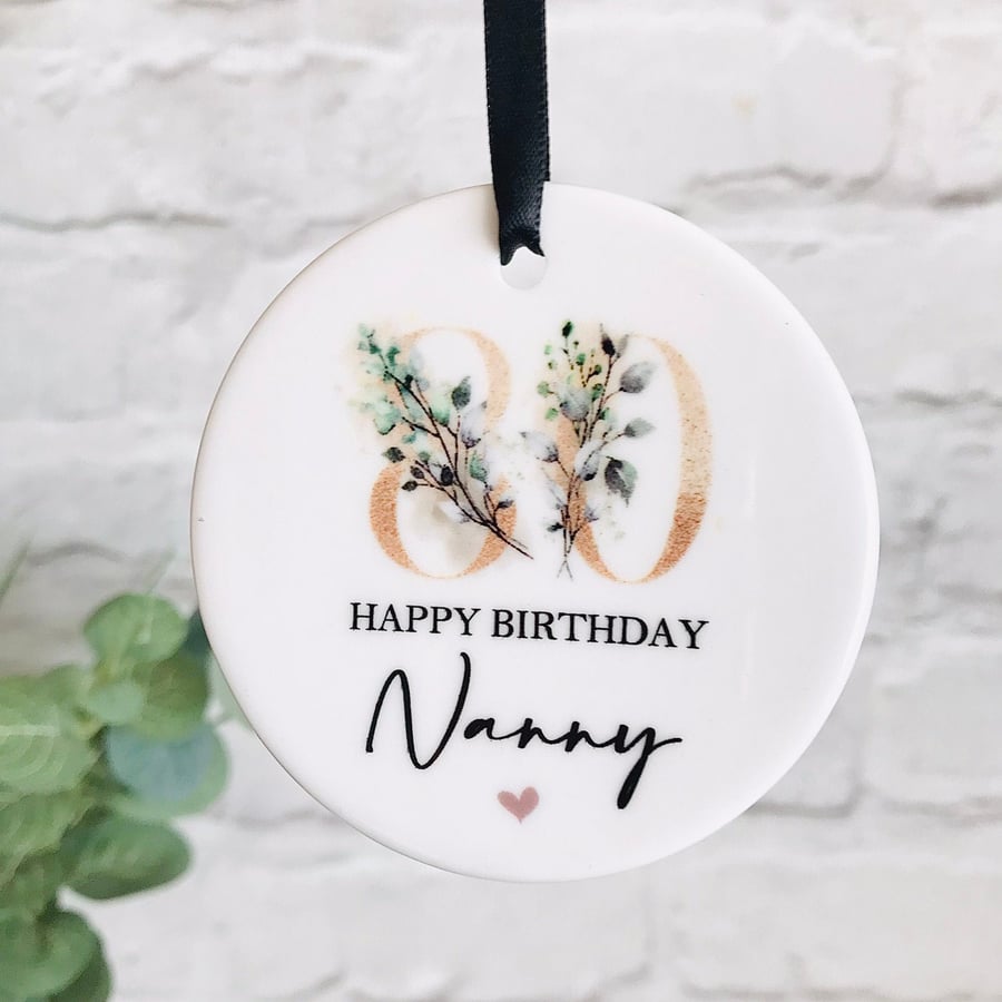 Personalised birthday ceramic keepsake, milestone birthday gift, age keepsake
