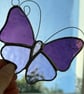 Stained Glass Butterfly Suncatcher - Handmade Decoration  - purple and mauve