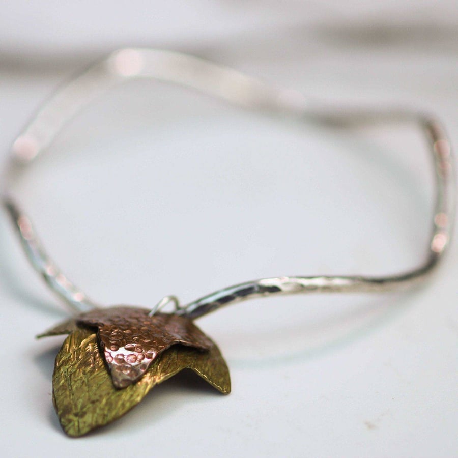 Ivy leaf bangle sterling silver - leaf bangle - eco silver - ivy leaf jewelry - 