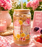 Pink Floral Iced Coffee Glass Cup - Bamboo Lid & Glass Straw - 16oz Reusable Gla