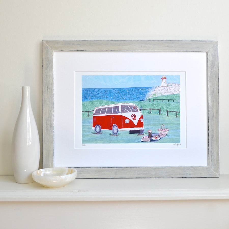 Campervan personalised art print - custom bespoke campervan picture 16x12 inch
