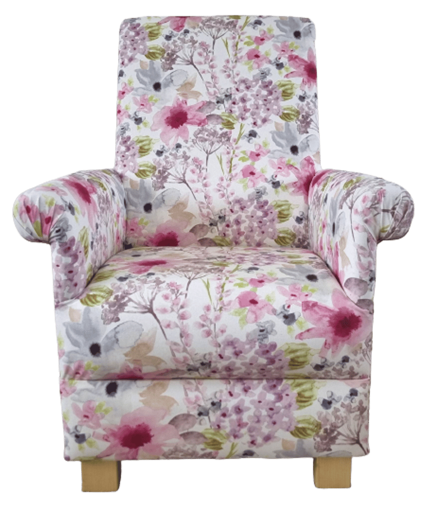 Pink floral armchair deals