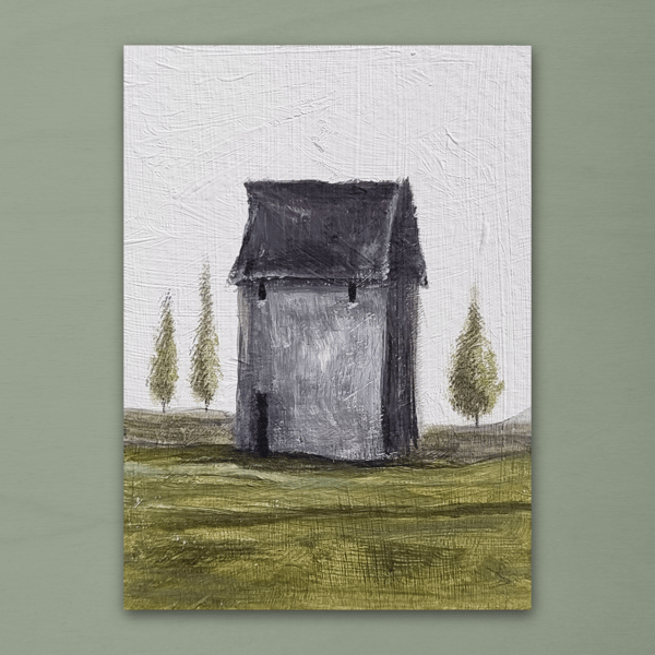 ACEO House Painting - Mini Art - Small Gift - Stocking Filler 