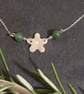 Abundance silver flower necklace with green moss agate beads - Image 3
