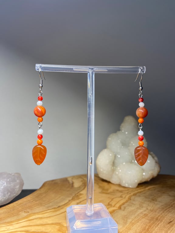 Agatha - Agate Leaf Earrings 