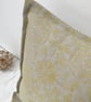 Hand Printed Organic Cotton Square Cushion - ASTA - Light Ochre Yellow - Image 2