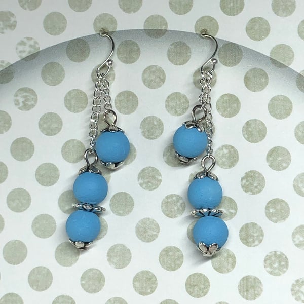 Sky blue lava stone earrings