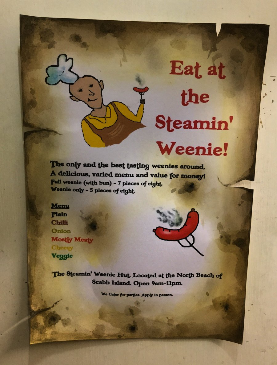 Monkey Island 2 - Eat At The Steamin Weenie Hut Advert Party Decoration Poster