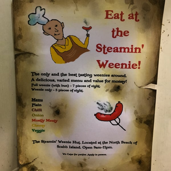 Monkey Island 2 - Eat At The Steamin Weenie Hut Advert Party Decoration Poster