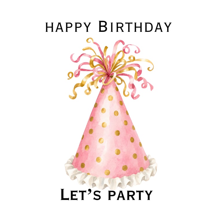 Pink Birthday Cards - personalised or standard print