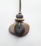 Layered Pebble Pendant with Metal Bead - Image 5