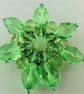 Ladies Wire Wrapped Green Crystal Beaded Flower Brooch - Image 1