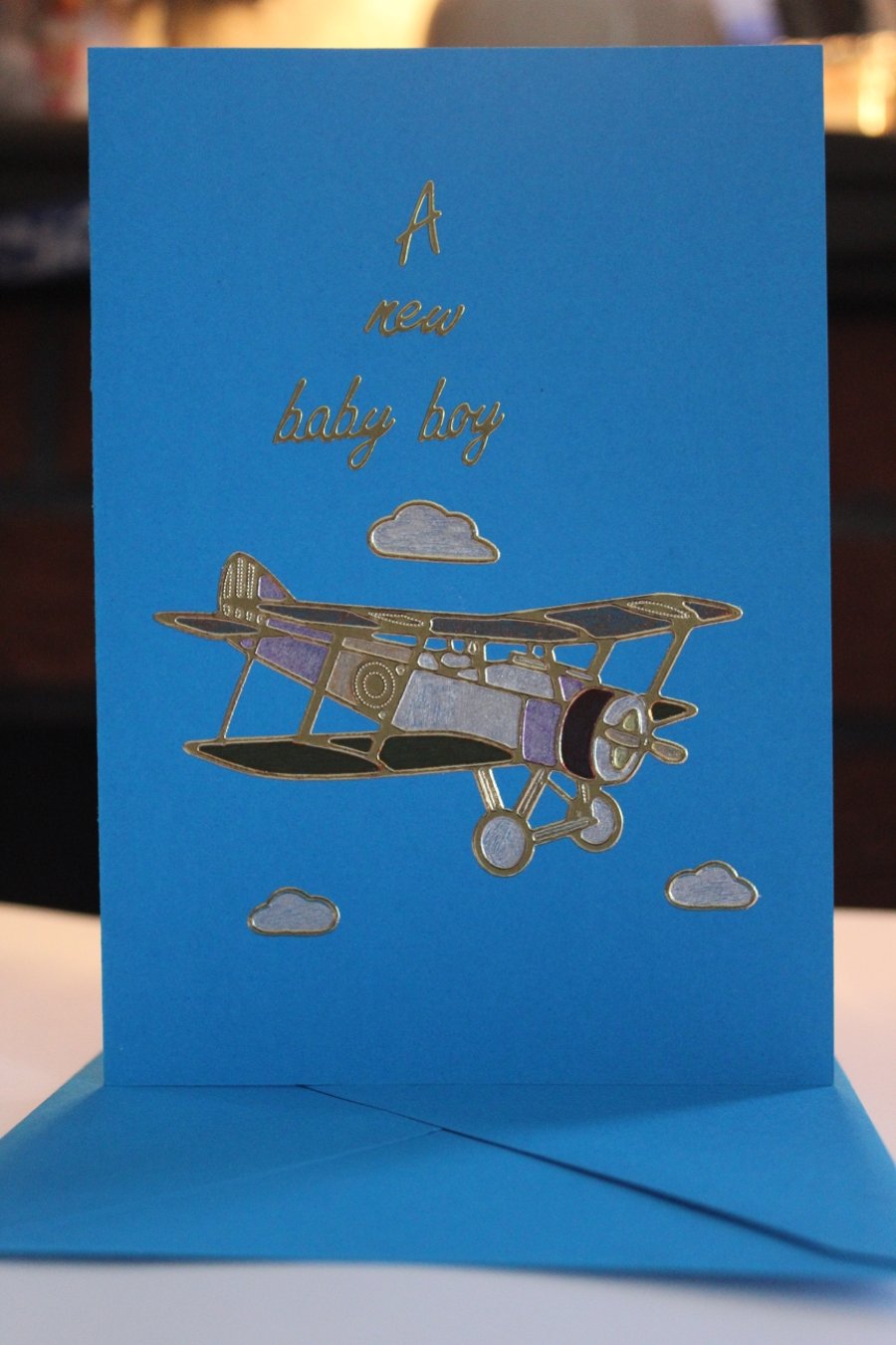 Blue Aeroplane New Baby Boy Card