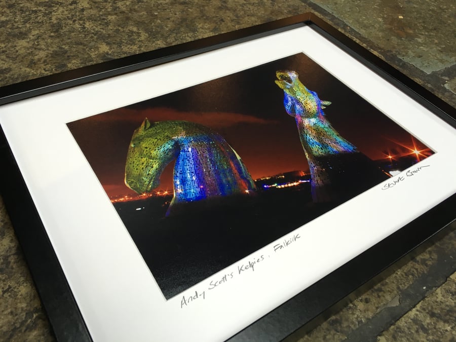Andy Scott's Kelpies multicolour  SIGNED FRAMED PRINT